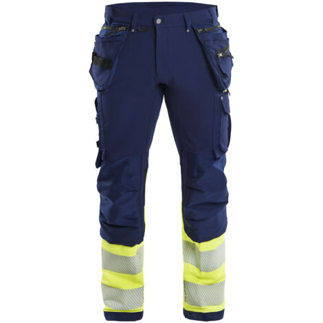 Pantalón de trabajo de alta visibilidad artesanal stretch 4D 1993 - Azul marino/amarillo fluorescente XS - ES(38) - DE(C44) - Normas
