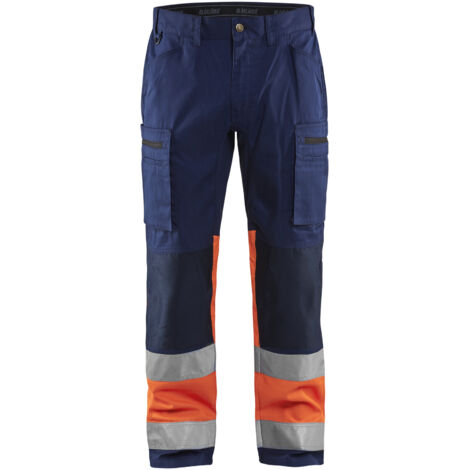 Pantalón de trabajo de alta visibilidad elástico 1551 - Azul marino/Naranja fluorescente M - ES(42) - SE(C48) - Normas