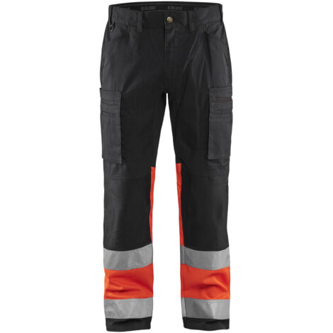 Pantalón de trabajo de alta visibilidad elástico 1551 - Negro/Rojo fluorescente M - FR(44) - SE(C50) - Corto