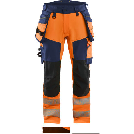 Pantalón de trabajo de alta visibilidad elástico 4D 1122 - Naranja/Azul marino M - FR(42) - SE(C48) - Largo