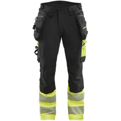 Pantalón de trabajo de alta visibilidad elástico 4D 1125 - Negro/Amarillo M - FR(42) - SE(C48) - Normas