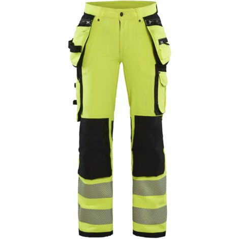 Pantalón de trabajo de alta visibilidad elástico 4D mujer 7197 - Amarillo fluorescente/Negro S - FR(38) - SE(C36) - Normas