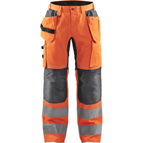 Pantalón de trabajo de alta visibilidad elástico artesanal 1552 - Naranja fluorescente/Gris antracita S - FR(40) - SE(C46) - Largo