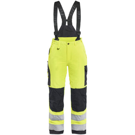 Pantalón de trabajo de invierno con tirantes de alta visibilidad para mujer 7885 - Amarillo fluorescente/Negro M - ES(42) - PT(C40) - Corto