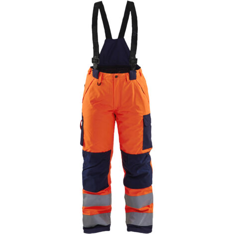 Pantalón de trabajo de invierno con tirantes de alta visibilidad para mujer 7885 - Naranja fluorescente/Azul marino M - FR(42) - SE(C40) - Corto