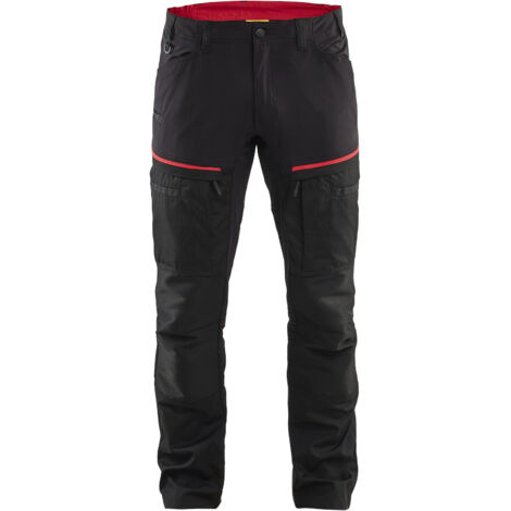 Pantalón de trabajo elástico 1456 - Negro/Rojo M - FR(42) - SE(C48) - Largo