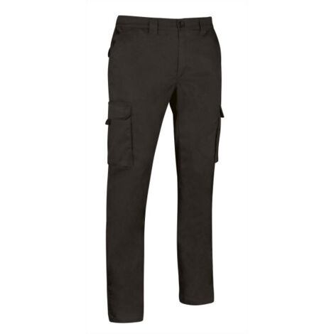 Pantalón de trabajo elástico multibolsillos, en colores neutros, en tejido sarga gruesa mono-elástica CHESTNUT M Negro