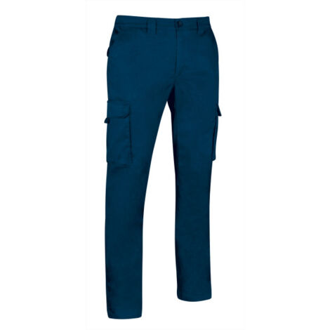 Pantalón de trabajo elástico multibolsillos, en colores neutros, en tejido sarga gruesa mono-elástica VALENTO CHESTNUT L Azul marino orión
