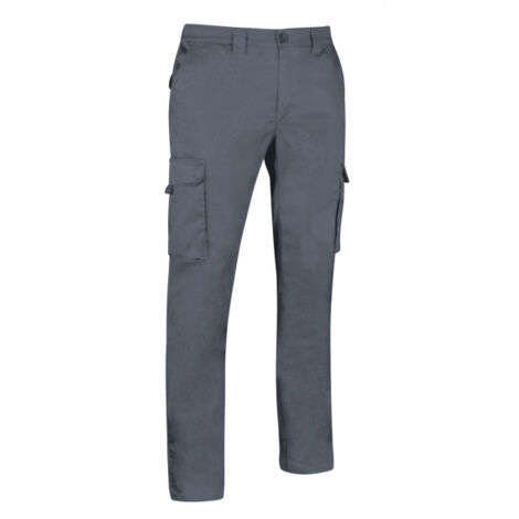 Pantalón de trabajo elástico multibolsillos, en colores neutros, en tejido sarga gruesa mono-elástica VALENTO CHESTNUT XXL Gris cemento