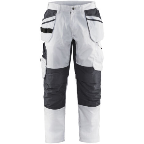 Pantalón de trabajo elástico para pintor 1096 - Blanco/Gris oscuro M - FR(42) - SE(C48) - Corto