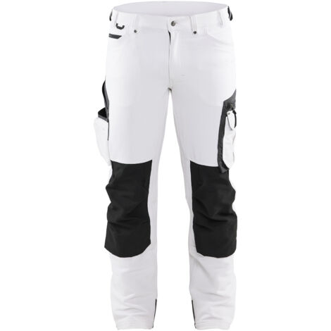 Pantalón de trabajo elástico para pintor 4D 1089 - Blanco/Gris oscuro M - FR(44) - SE(C50) - Largo