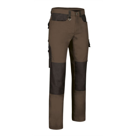 Pantalón de trabajo multibolsillos con diseño bicolor, de poliéster y algodón VALENTO DYNAMITE 40 Marrón chocolate/Negro
