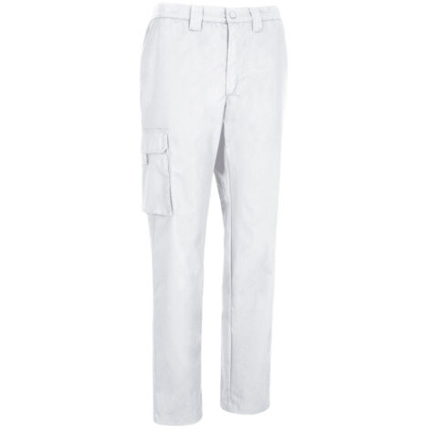 Pantalón de trabajo multibolsillos, de algodón y poliéster PEGASO L Blanco