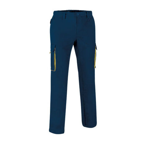 Pantalón de trabajo multibolsillos diseño bicolor Thunder VALENTO M Azul marino orión/Amarillo limón