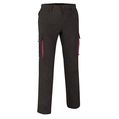 Pantalón de trabajo multibolsillos diseño bicolor Thunder VALENTO M Negro/Rosa magenta