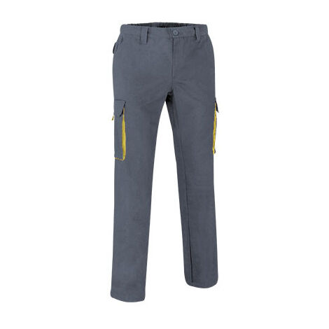 Pantalón de trabajo multibolsillos diseño bicolor Thunder VALENTO S Gris cemento/Amarillo limón