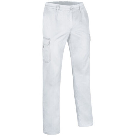 Pantalón de trabajo multibolsillos semi ajustados en colores neutros, de tejido sarga resistente MONTERREY 54 Blanco