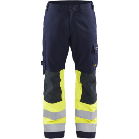 Pantalón de trabajo Multinormes 1478 - Azul marino/Amarillo fluorescente 3XL - FR(54) - SE(C60) - Corto
