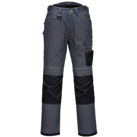 Pantalón de trabajo PW3 de tejido clasificado UPF 40+ Regular T601 33 pulgadas Gris/Negro