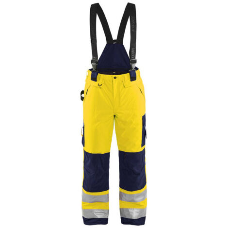 Pantalon de travail à bretelles haute-visibilité doublé - Jaune fluo/Marine XS - FR(38) - SE(C44) - Standards