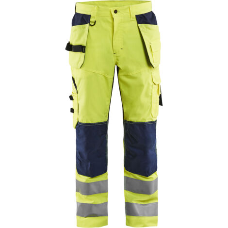 Pantalon de travail aéré haute visibilité stretch 1565 - Jaune fluo/Marine XL - FR(50) - SE(C56) - Standards