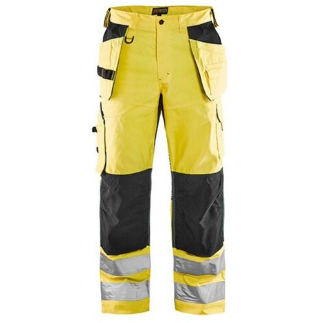 Pantalon de travail aéré haute visibilité stretch 1565 - Jaune fluo/Noir XS - FR(38) - SE(C44) - Courtes