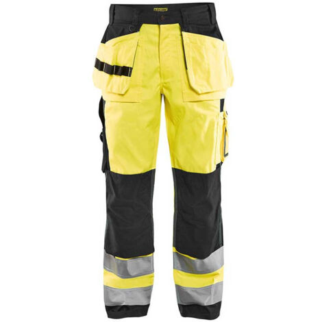 Pantalon de travail artisan haute visibilité 1533 - Jaune fluo/Noir XS - FR(38) - SE(C44) - Courtes