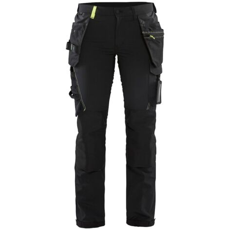 Pantalon de travail artisan stretch 4D femme 7192 - Noir/Jaune fluo XL - FR(46) - SE(C44) - Standards