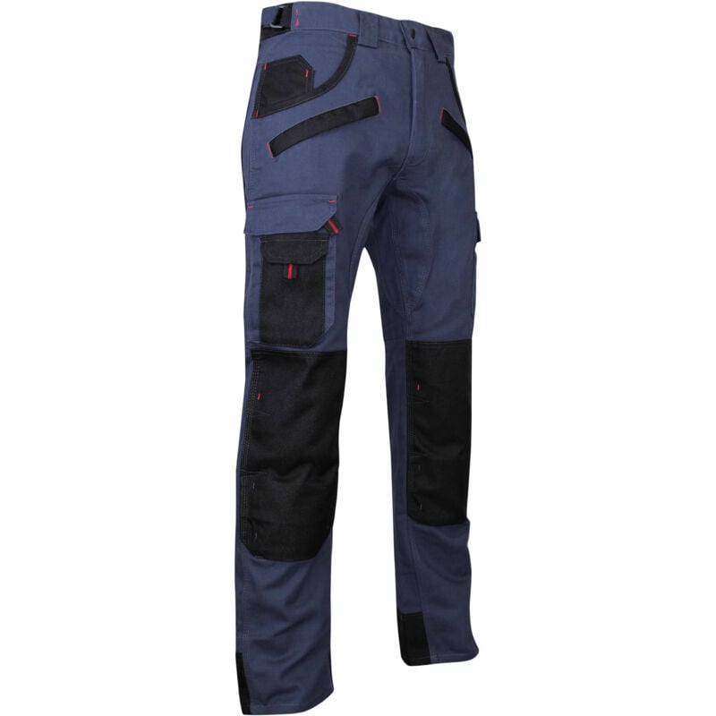LMA - Pantalon de travail multipoches à genouillères Bleu foncé/Noir - 1559 briquet taille 48