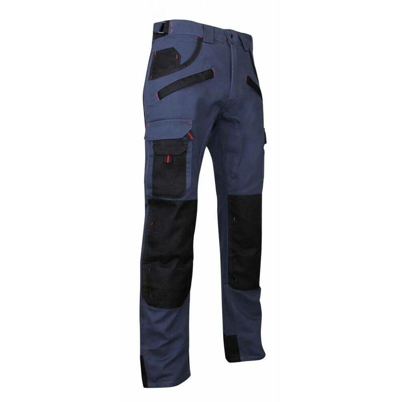 Pantalon de travail bicolore avec poches genouillères briquet LMA Bleu Foncé / Noir 56 - Bleu Foncé / Noir