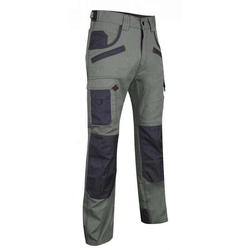 Pantalon bicolore multipoches LMA secateur taille 44 kaki/gris nuit avec poches genouillères