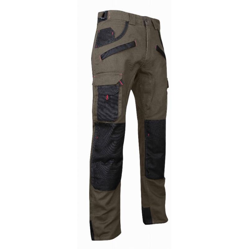 Pantalon taille haute multipoches taupe/noir Tourbe LMA cba - Couleur Taupe/noir - Taille Vêtement 40