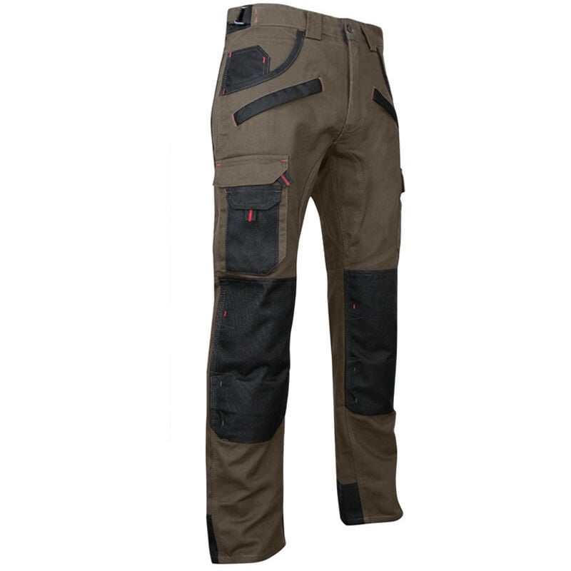 Pantalon taille haute multipoches taupe/noir Tourbe LMA cba - Couleur Taupe/noir - Taille Vêtement 50