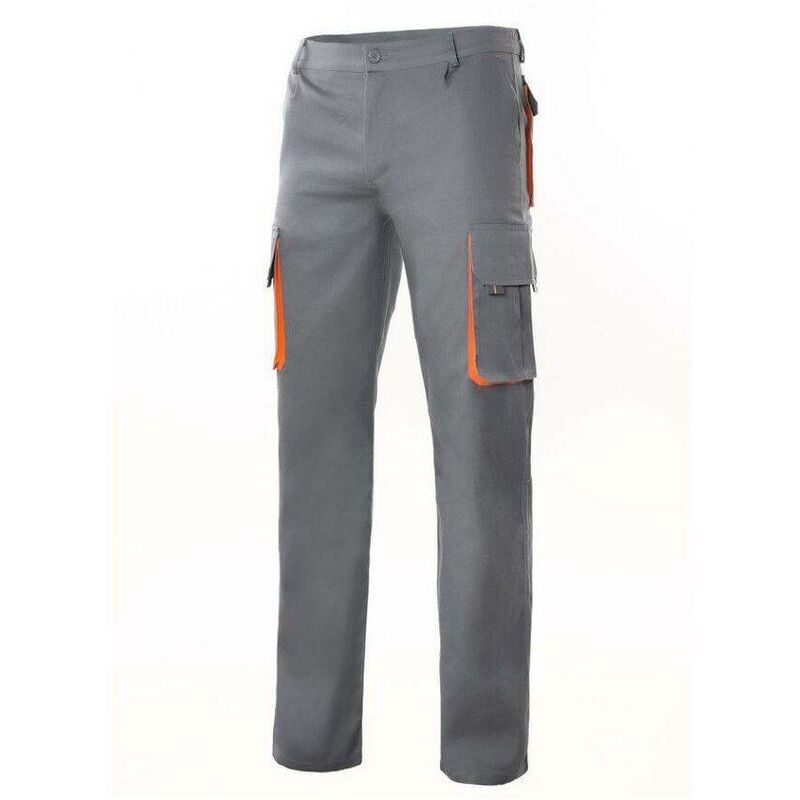 Pantalon multipoches bicolore VELILLA Gris / Orange 36 - Gris / Orange