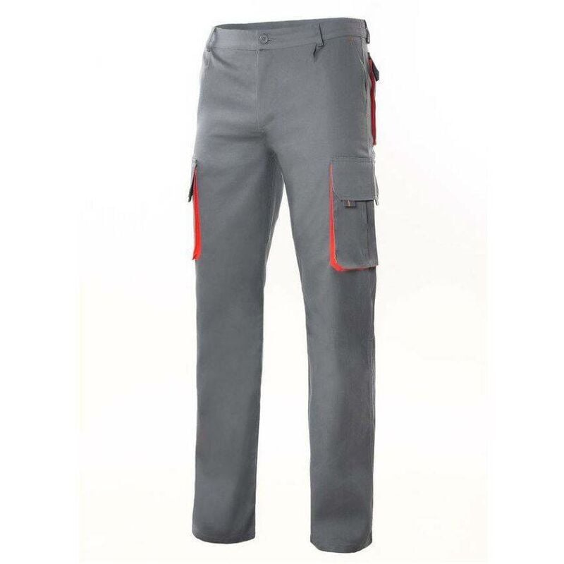 Pantalon multipoches bicolore Velilla Gris / Rouge 50 - Gris / Rouge