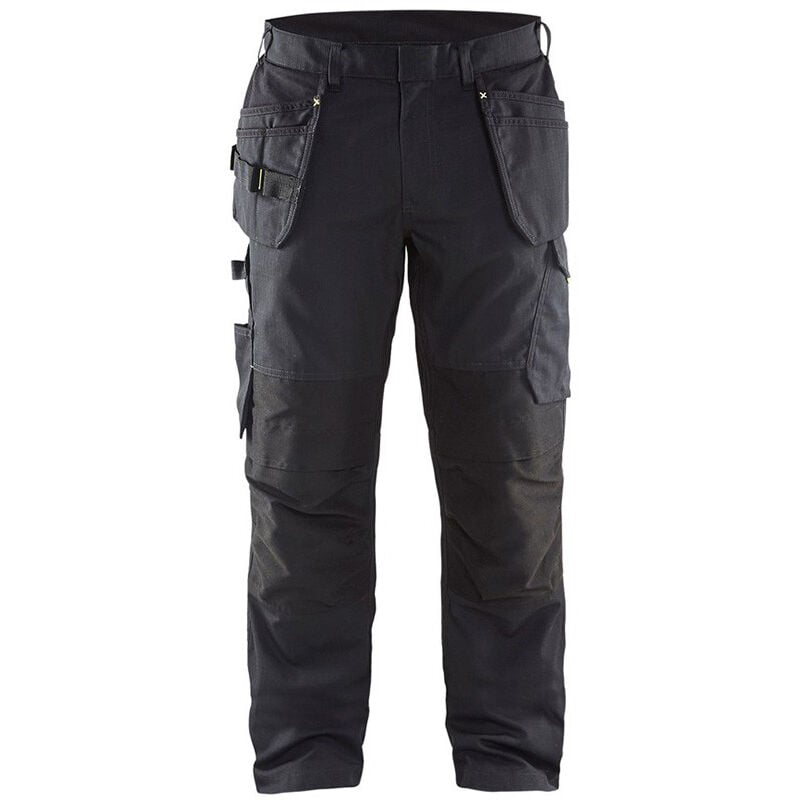 Pantalon services + stretch poches flottantes - 14961330 - Noir / Jaune fluo - 40 - Jambes longues - Blaklader