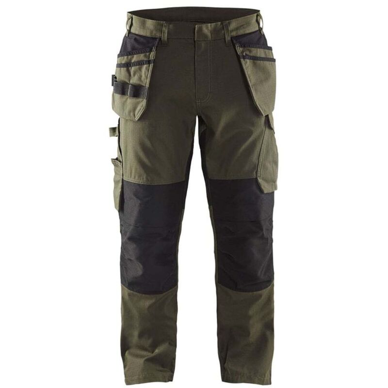 Blaklader - Pantalon de travail avec poches flottantes stretch 1496 - Vert kaki/Noir xl - FR(50) - SE(C56) - Standards