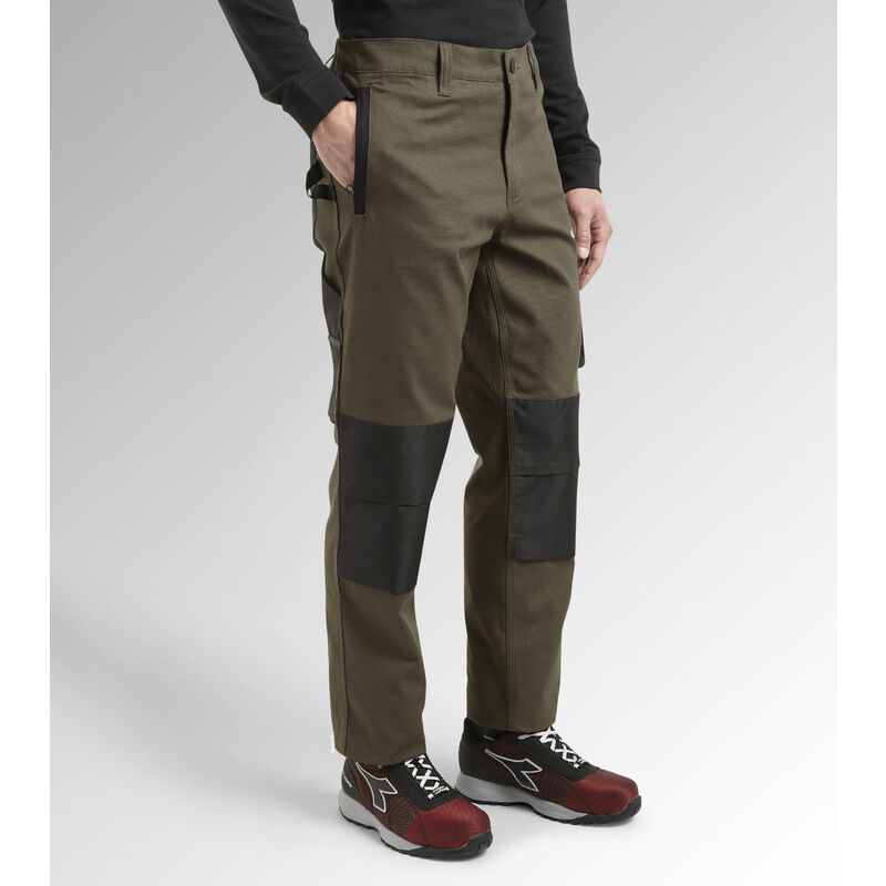 diadora - pantalon de travail stretch performance - vert foret m - 40/42