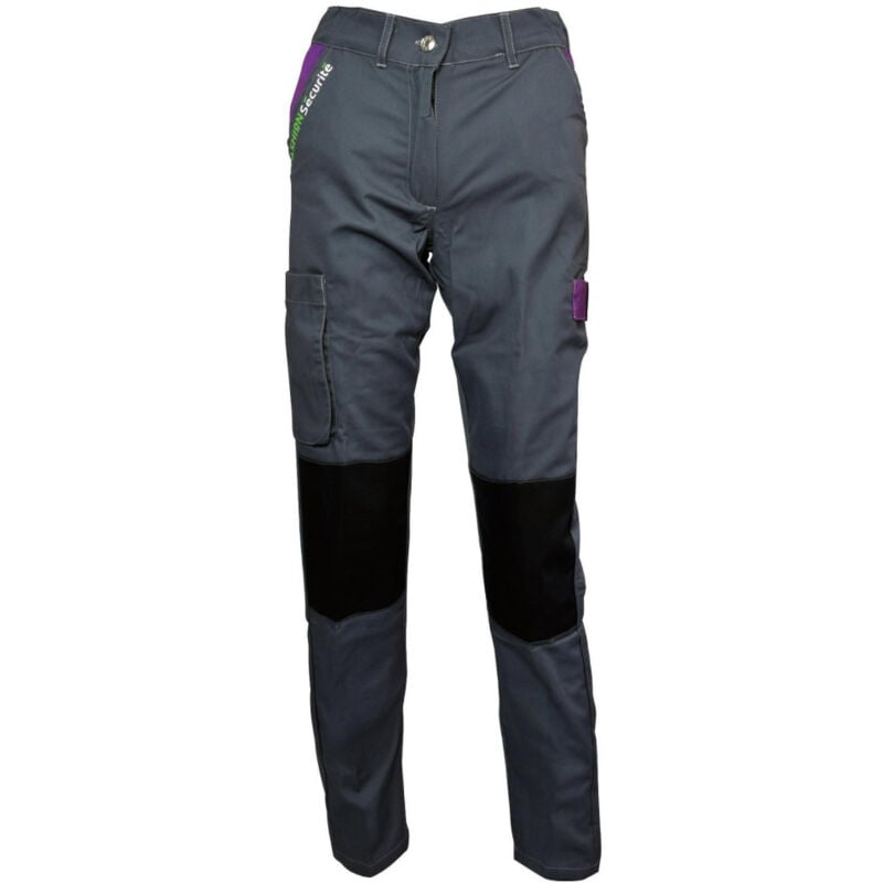 Pantalon de Travail Femme Gris et Violet - Fashion Sécurité - Résistant, Confortable et Tendance - Bricolage et Jardinage - 34