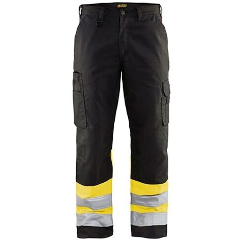 Pantalon de travail haute visibilité 1564 - Noir/Jaune fluo XS - FR(38) - SE(C44) - Courtes