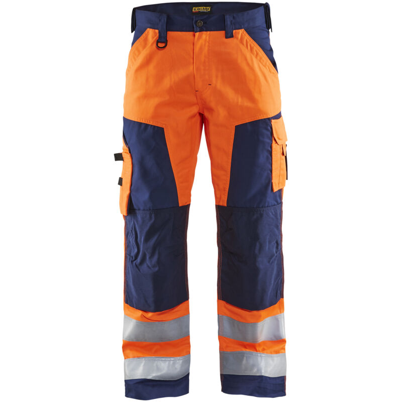 Pantalón de trabajo de alta visibilidad 1566 - Naranja fluorescente/Azul marino 4XL - FR(58) - SE(C64) - Corto