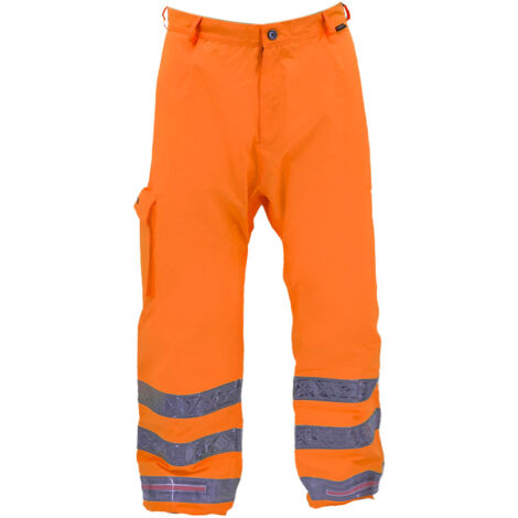 Pantalon de travail haute visibilité anti pluie bande réfléchissante Taille - L Orange
