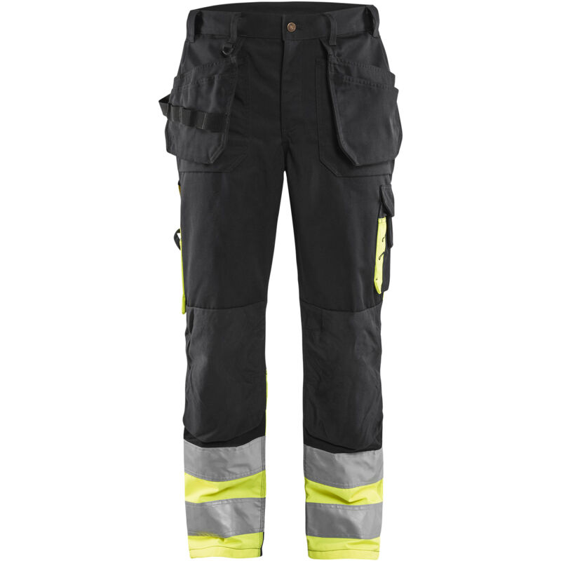 Pantalón de trabajo de alta visibilidad artesanal 152913 - Negro/Amarillo fluorescente XL - ES(50) - PT(C56) - Corto