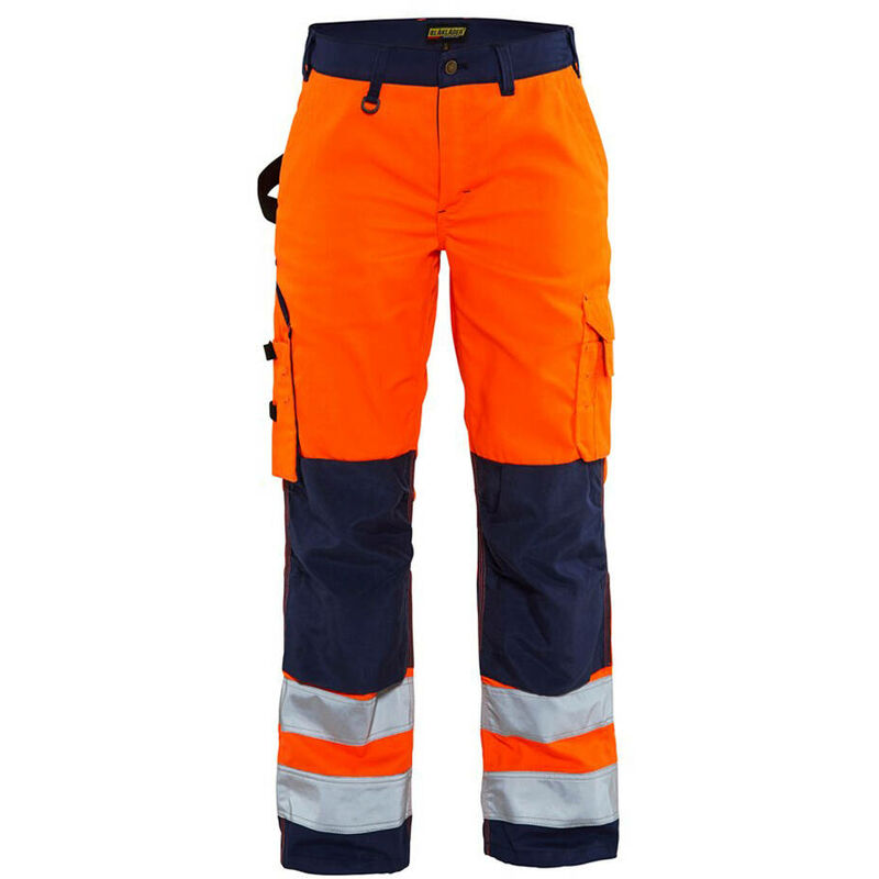 pantalon de travail haute visibilité femme blaklader renfort cordura orange / marine 52 - orange / marine