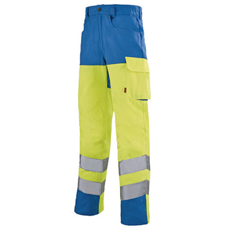 Pantalon de travail haute visibilité Lafont IRIS WORK VISION 2 Jaune/Bleu 70 mm