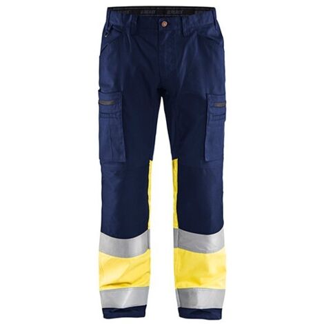 Pantalon de travail haute visibilité stretch 1551 - Marine/Jaune fluo M - FR(44) - SE(C50) - Courtes
