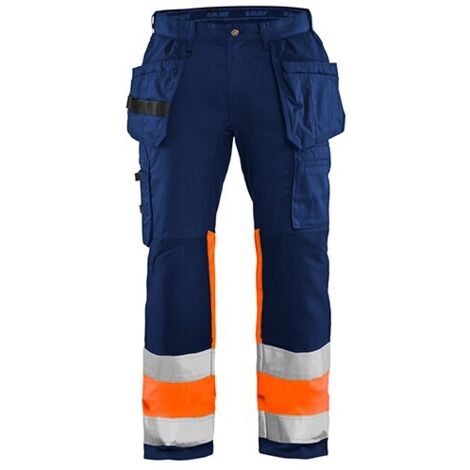Pantalon de travail haute visibilité stretch 1558 - Marine/Orange fluo M - FR(44) - SE(C50) - Courtes