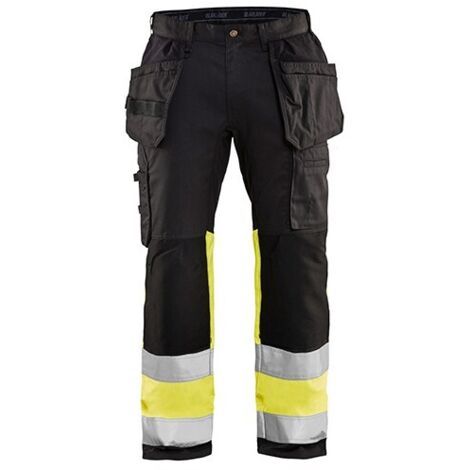 Pantalon de travail haute visibilité stretch 1558 - Noir/Jaune fluo L - FR(46) - SE(C52) - Courtes