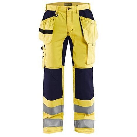 Pantalon de travail haute visibilité stretch artisan 1552 - Jaune fluo/Marine 4XL - FR(58) - SE(C64) - Courtes