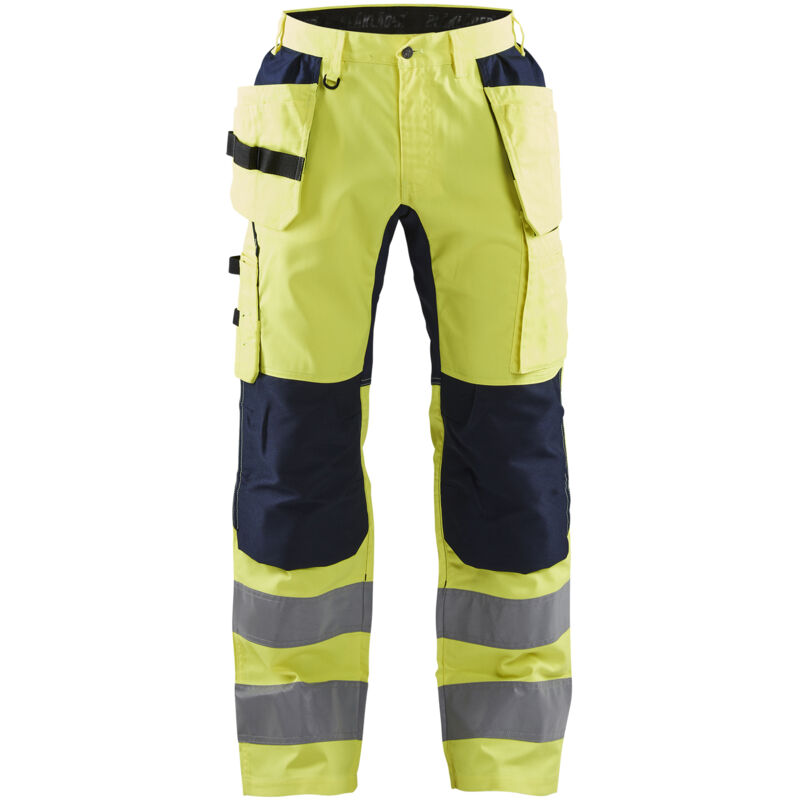 Pantalón de trabajo de alta visibilidad elástico artesanal 1552 - Amarillo fluorescente/Marino XL - FR(50) - SE(C56) - Corto
